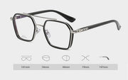 Tony Stark Square Frame Retro Vintage Frame for Men and Women Clear Spectacle Frame (Black & Silver)