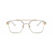 Tony Stark Square Frame Retro Vintage Frame for Men and Women Clear Spectacle Frame (White & Gold)