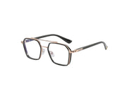 Tony Stark Square Frame Retro Vintage Frame for Men and Women Clear Spectacle Frame (Black & Gold)