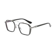 Tony Stark Square Frame Retro Vintage Frame for Men and Women Clear Spectacle Frame (Black & Silver)