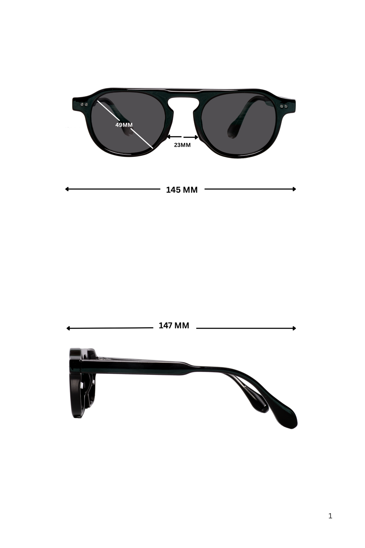 Legacy Round Aviator Sunglasses – UV400 Polarized (Black)