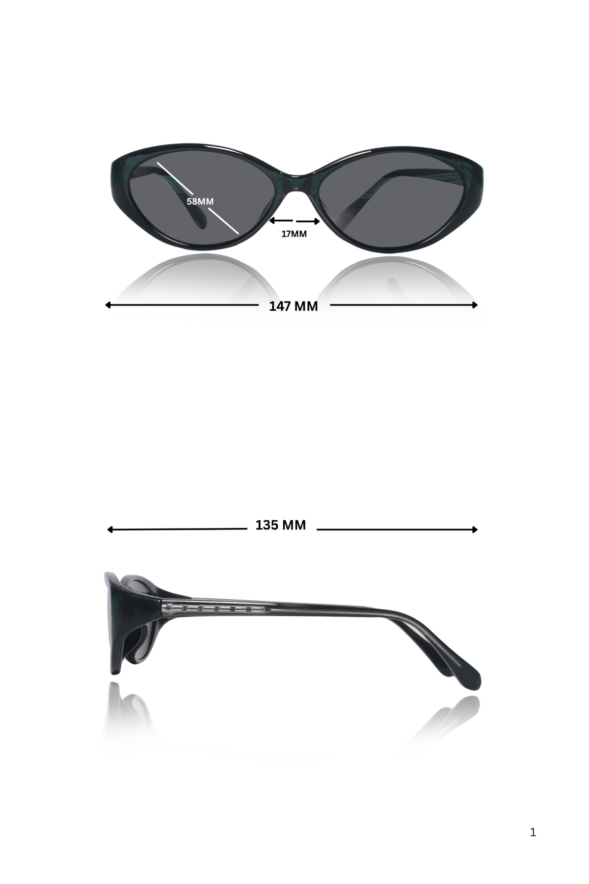 Legacy Cat Eye Sunglasses – UV400 Polarized (Black)