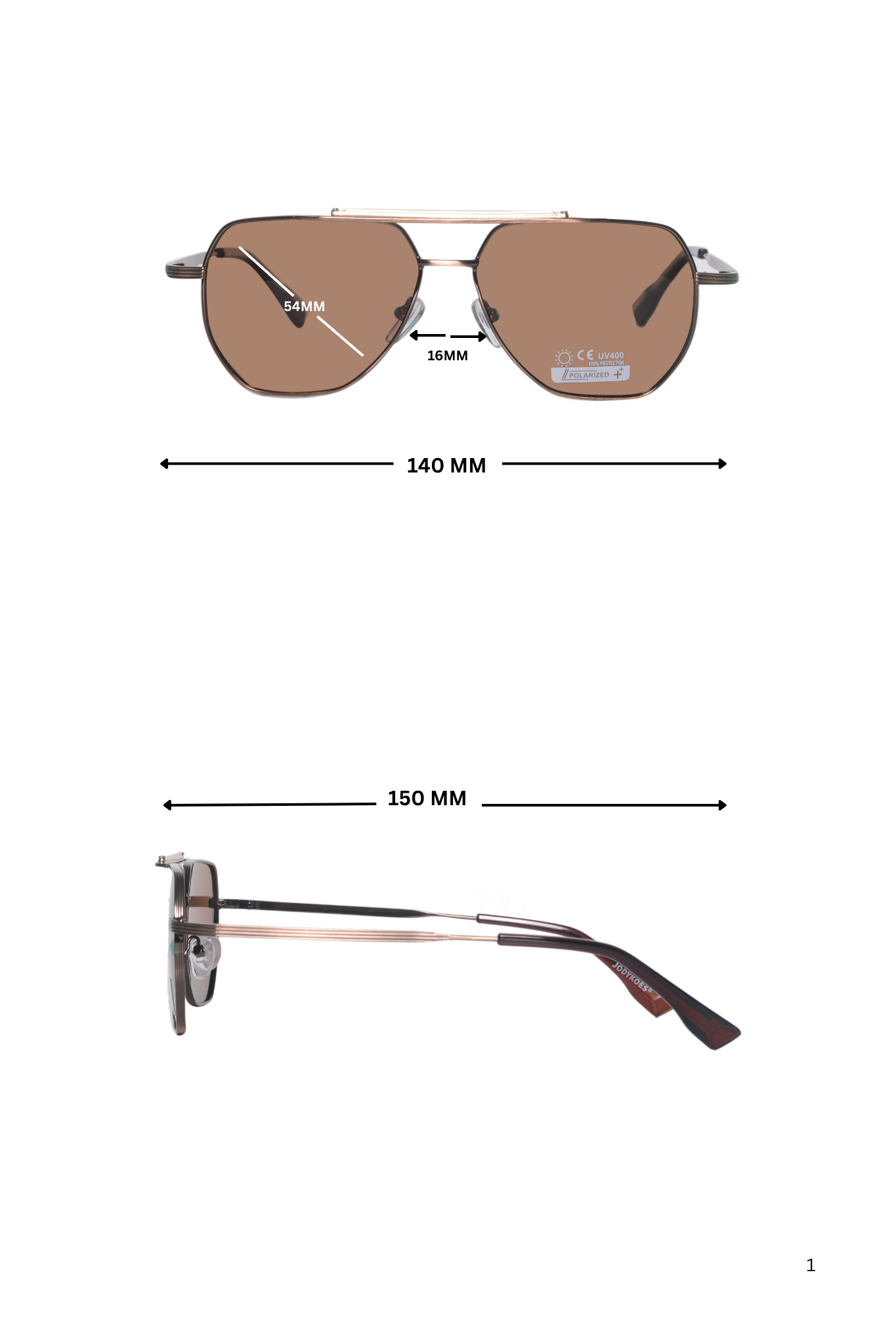 Legacy Metal Square Sunglasses – UV400 Polarized (Brown)