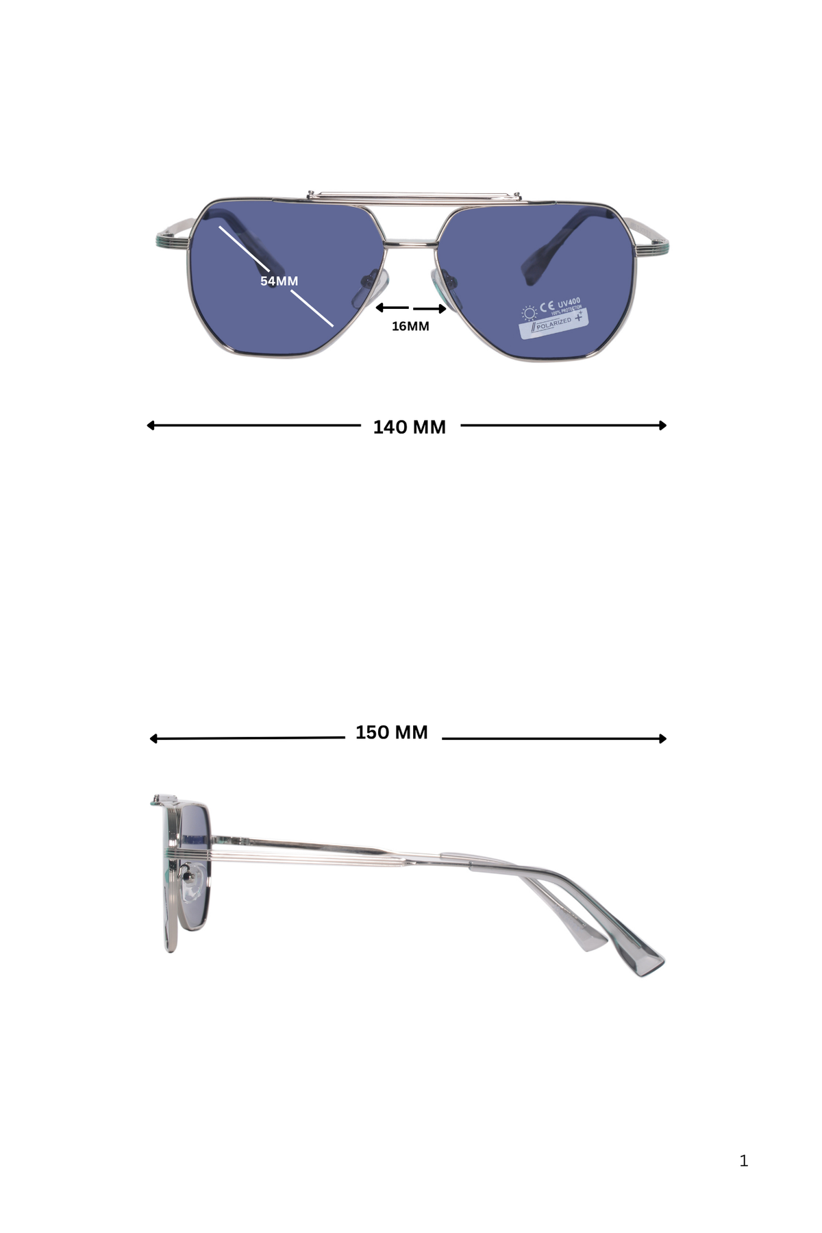 Legacy Metal Square Sunglasses – UV400 Polarized (Blue)