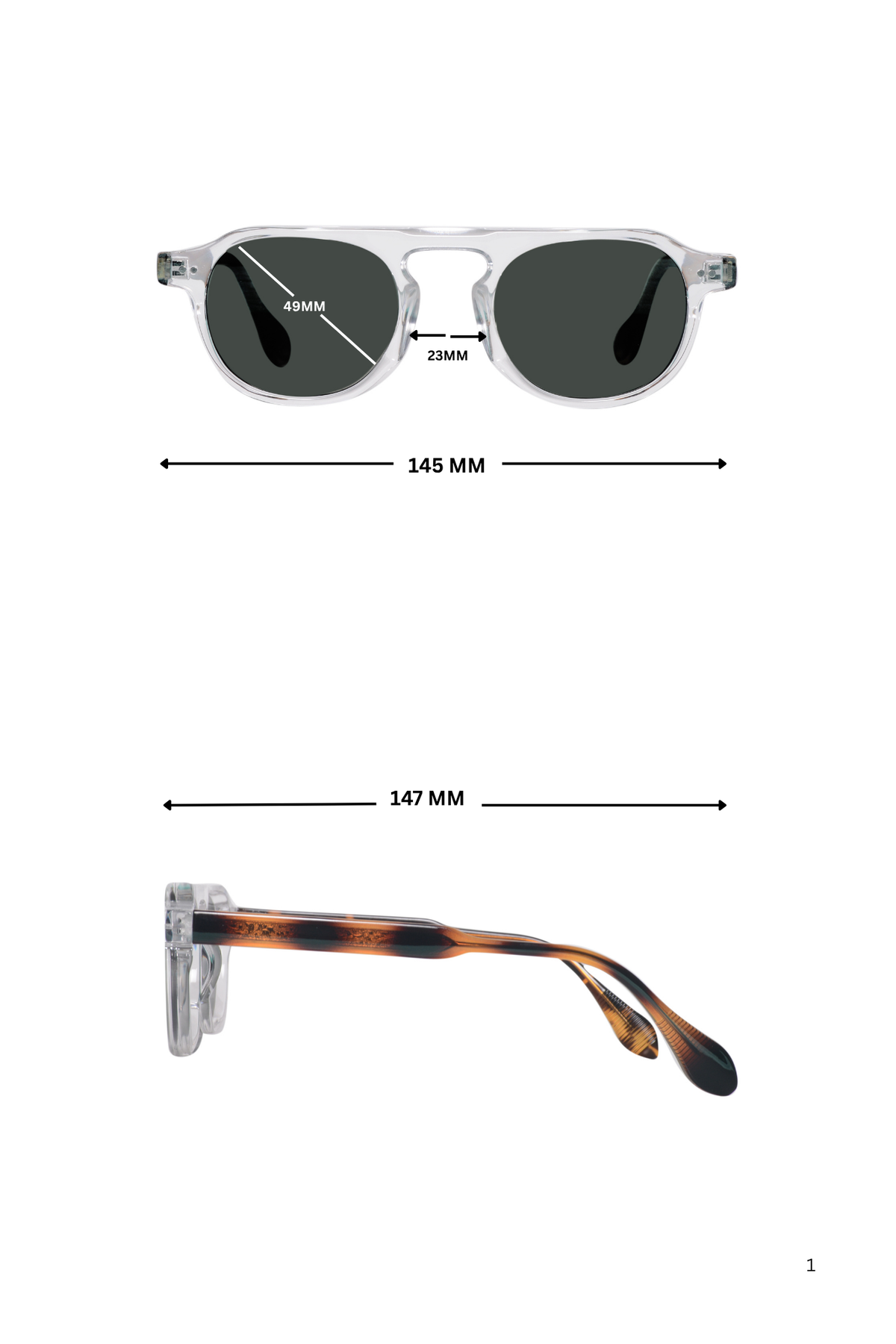 Legacy Round Aviator Square Sunglasses – UV400 Polarized (Clear Tortoise)