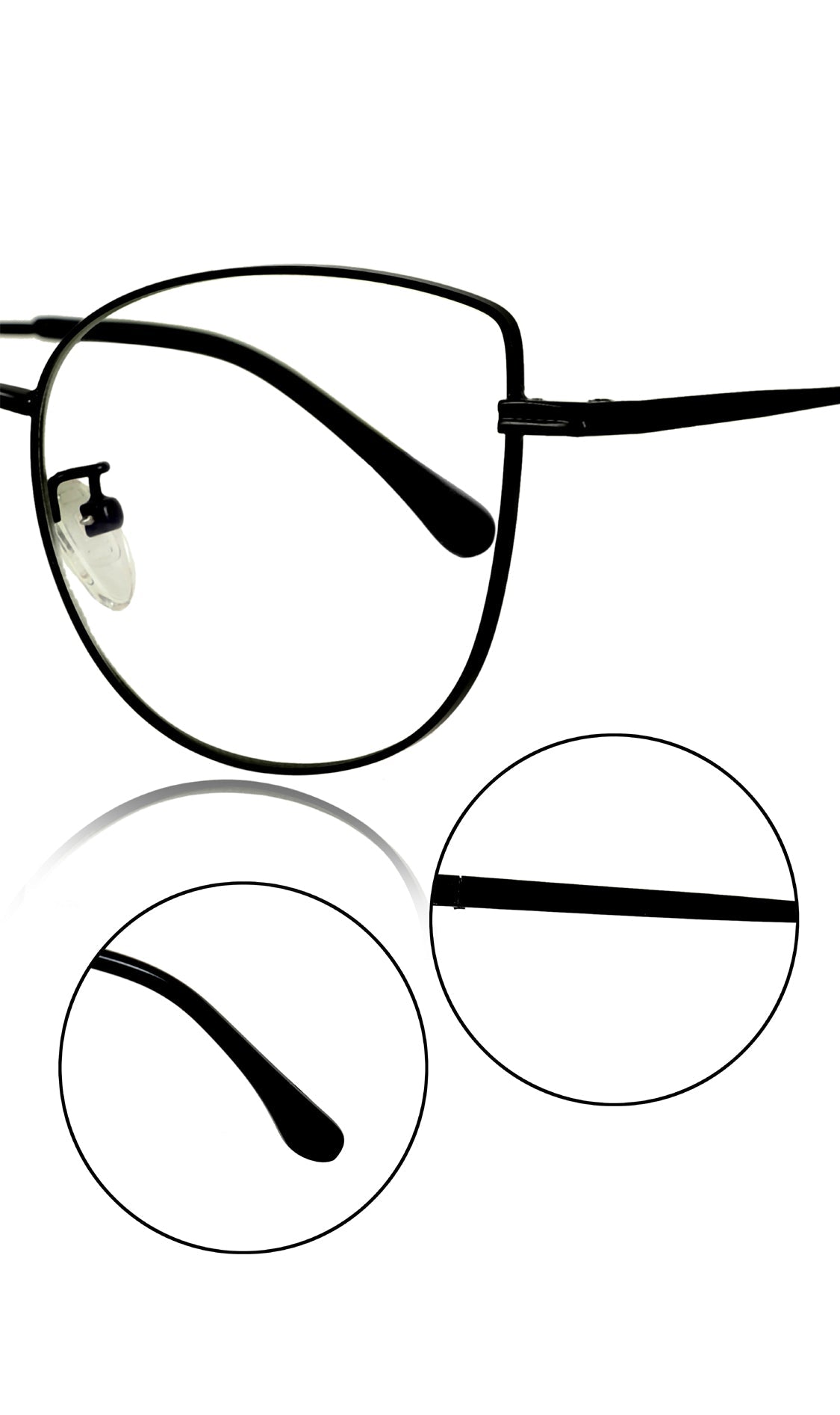 Premium Series Cat Eye Metal Designer Frame Women Spectacle | Fashionable Blu Cut Anti Glare Eyeglasses For Computer, Mobile Phone and Blue Rays Protection Eyewear (Black)