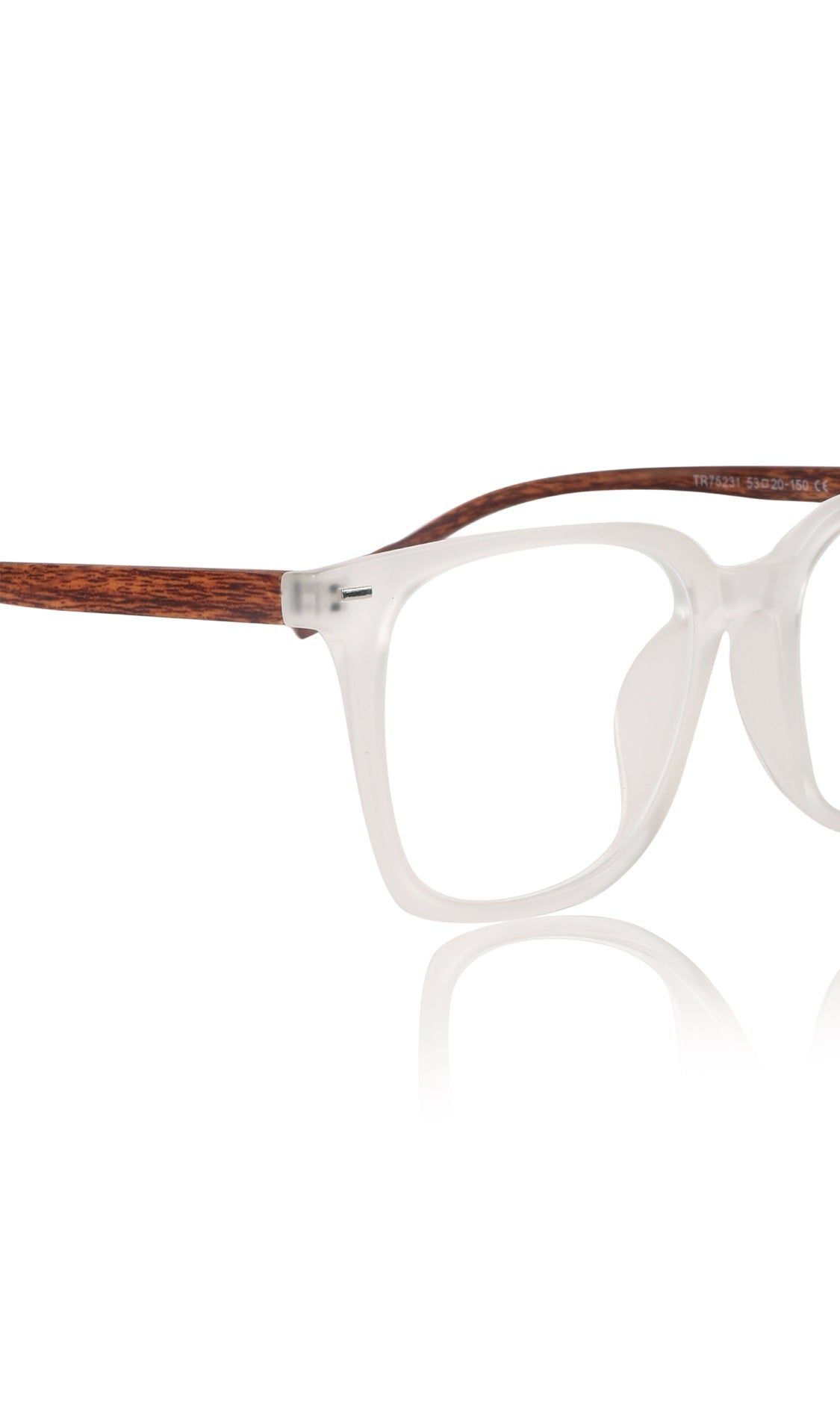 Premium Series Woodern Finish collection Square Spectacle Frame | Fashionable Eyeglasses Eyewear for Men and Women (White Wood)