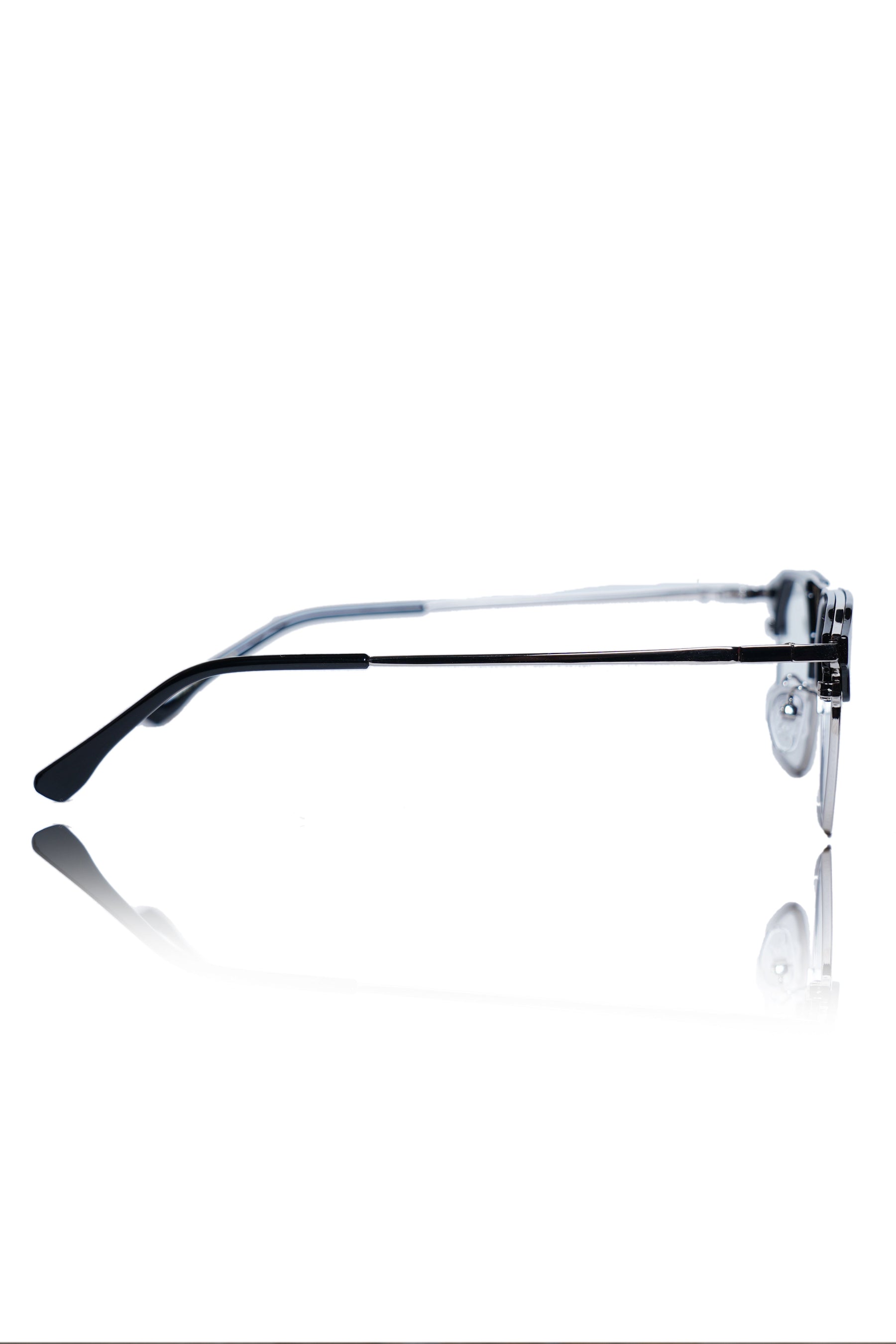 Premium Series Classic Vintage Eyewear Eyeglasses Spectacles with Blue Light Anti Glare Glasses Frame for Men and Women (Black & Silver)