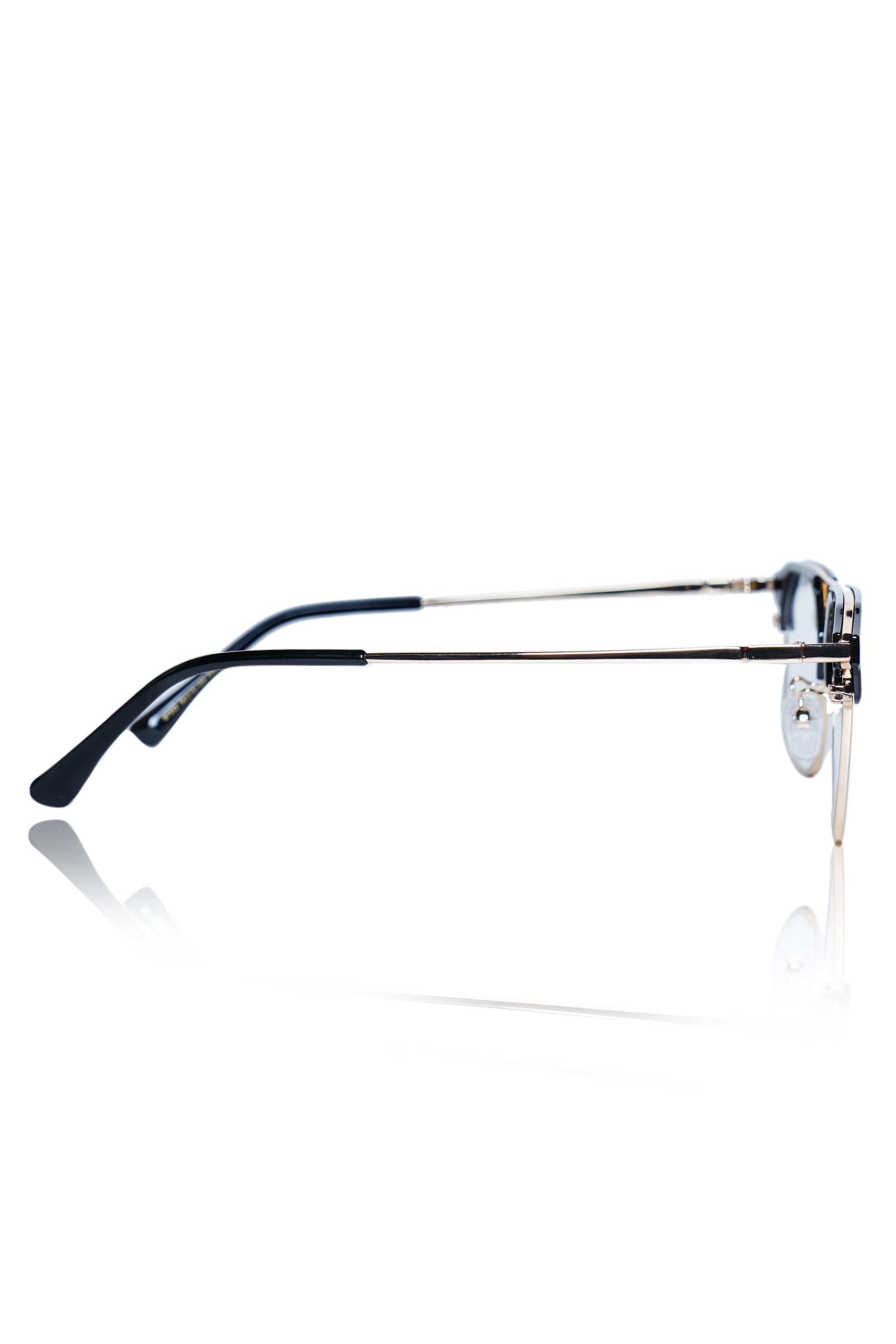 Premium Series Classic Vintage Eyewear Eyeglasses Spectacles with Blue Light Anti Glare Glasses Frame for Men and Women (Black & Gold)
