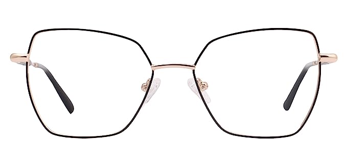 Premium Cat-Eye Metal Frame For Women (Black and Gold)