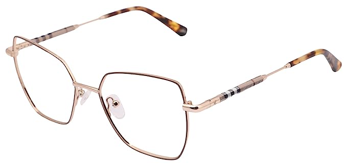 Premium Cat-Eye Metal Frame For Women (Brown and Gold)