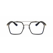 Tony Stark Square Frame Retro Vintage Frame for Men and Women Clear Spectacle Frame (Black & Silver)