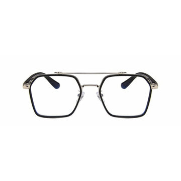 Tony Stark Square Frame Retro Vintage Frame for Men and Women Clear Spectacle Frame (Black & Silver)