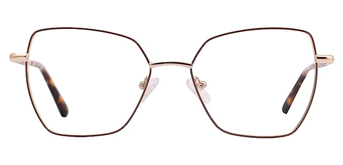 Premium Cat-Eye Metal Frame For Women (Brown and Gold)