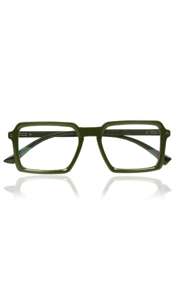 Colour Frame Series Eyewears | Blue Rays Protection Square Stylish Spectacles With Anti Glare Eyeglasses For Men and Women Eyewears (Leaf green)