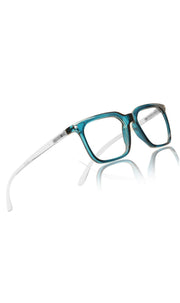 Colour Frame Series: Stylish Square Spectacle Frames with Blue Ray Protection and Anti-Glare Glasses for Men and Women (Turquoise Blue)