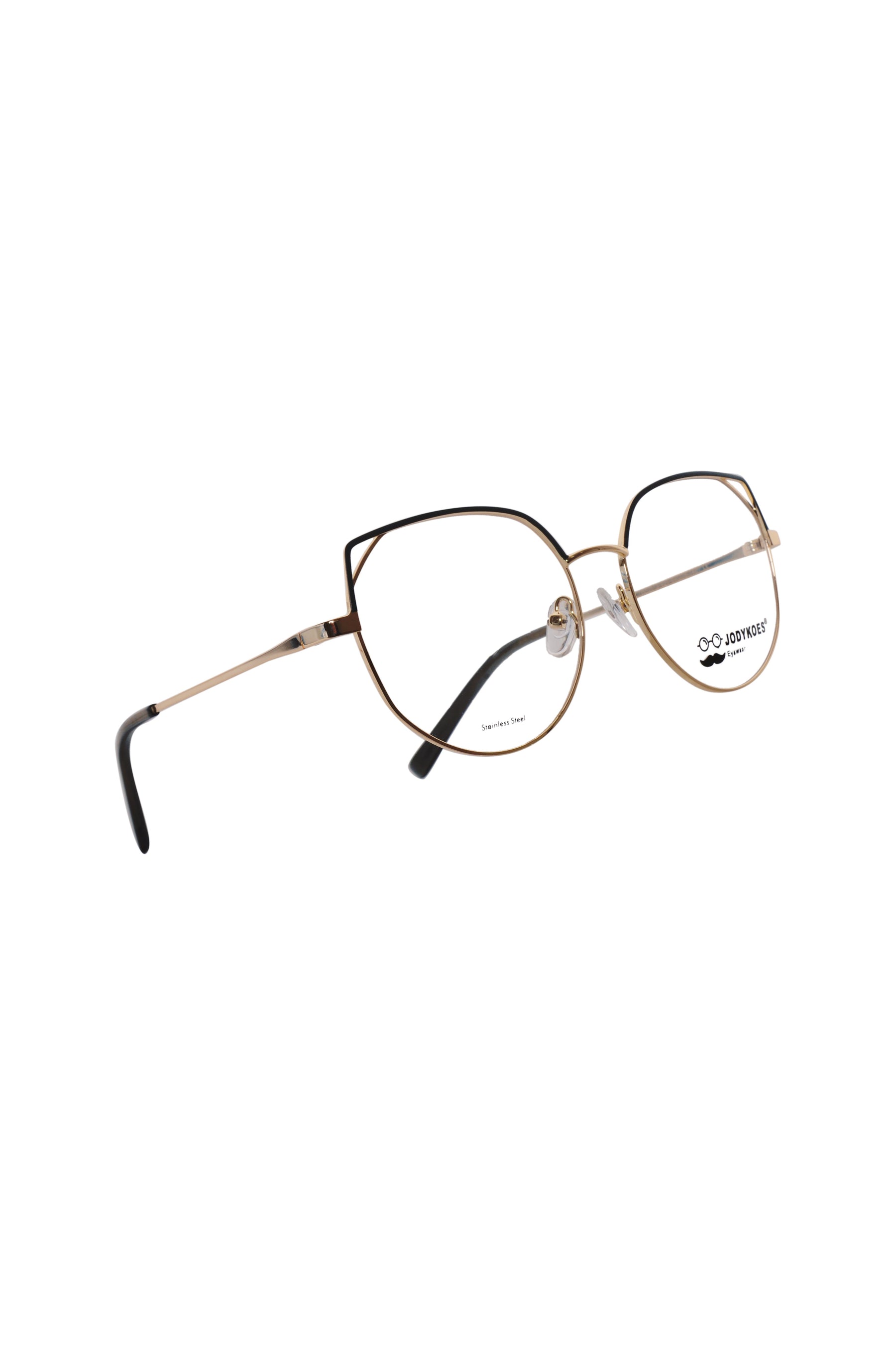 Luxury Series : Pure Titanium Metal Spectacle Eyeglasses | Cat Eye Metal Eyewear Frame (Green and Gold)