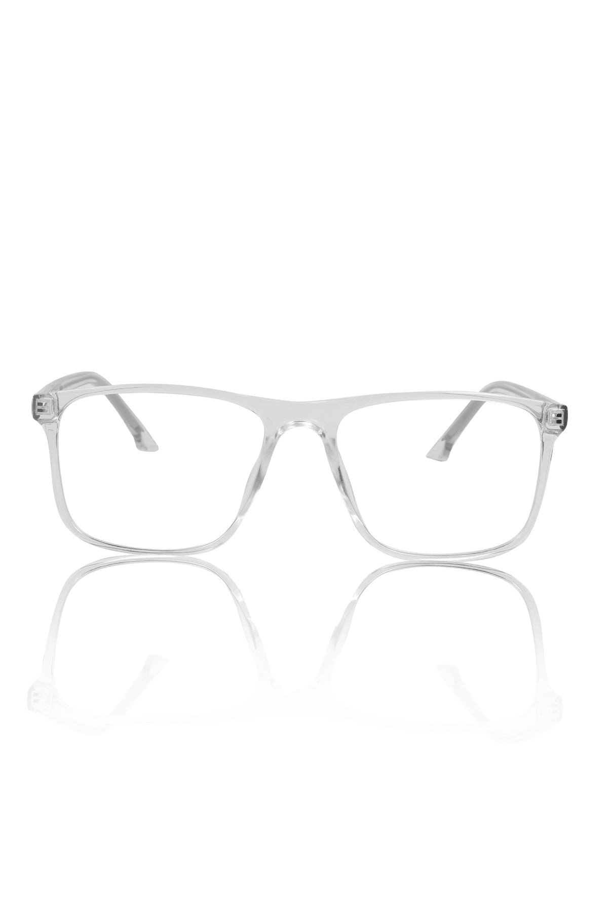 Premium Series Pure Acetate Sheet Rectangle Eyewear Frame | Modern Fashionable Trending Spectacle Eyeglasses For Men and Women (Crystal Transparent)