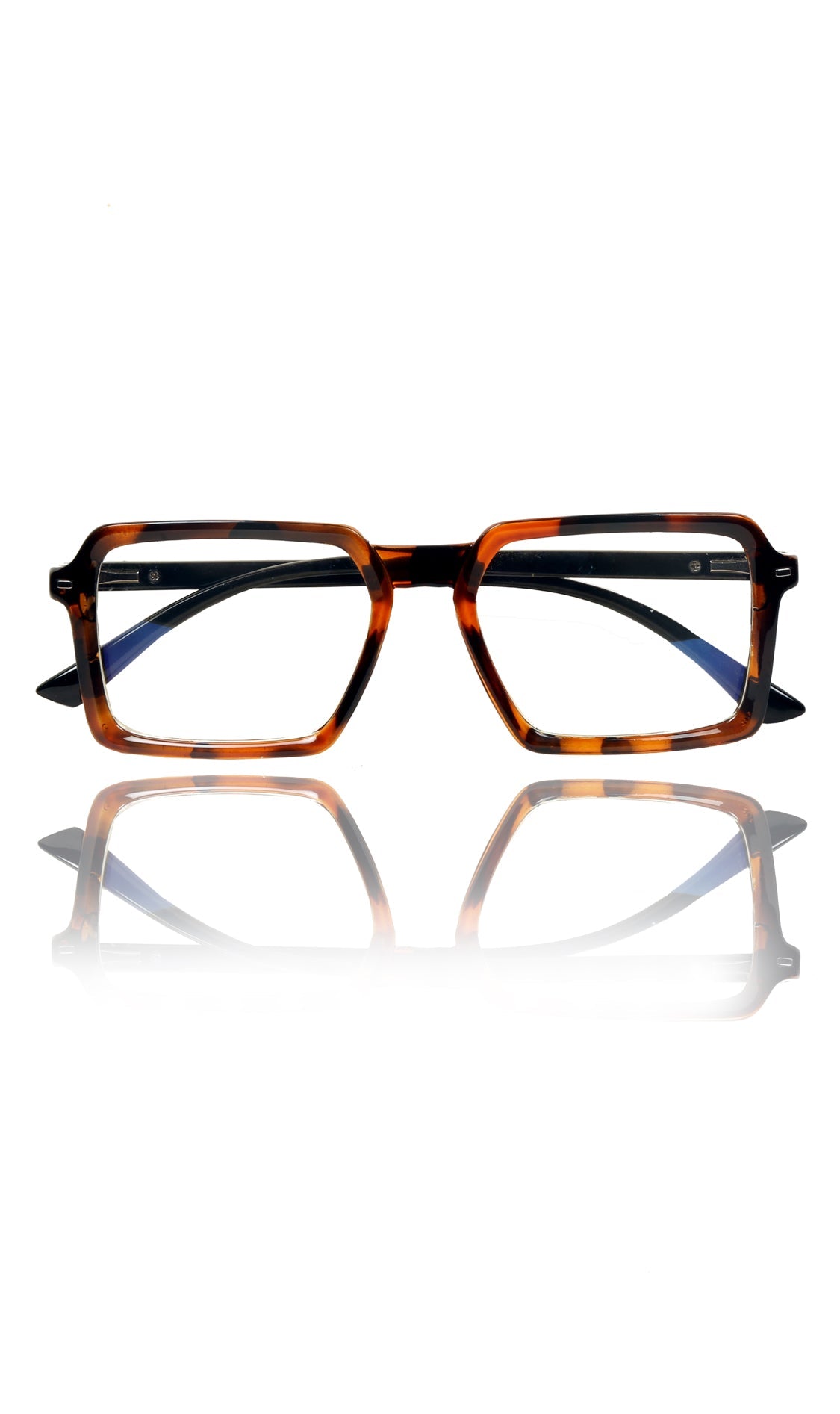 Colour Frame Series Eyewears | Blue Rays Protection Square Stylish Spectacles With Anti Glare Eyeglasses For Men and Women Eyewears (Leopard Print)