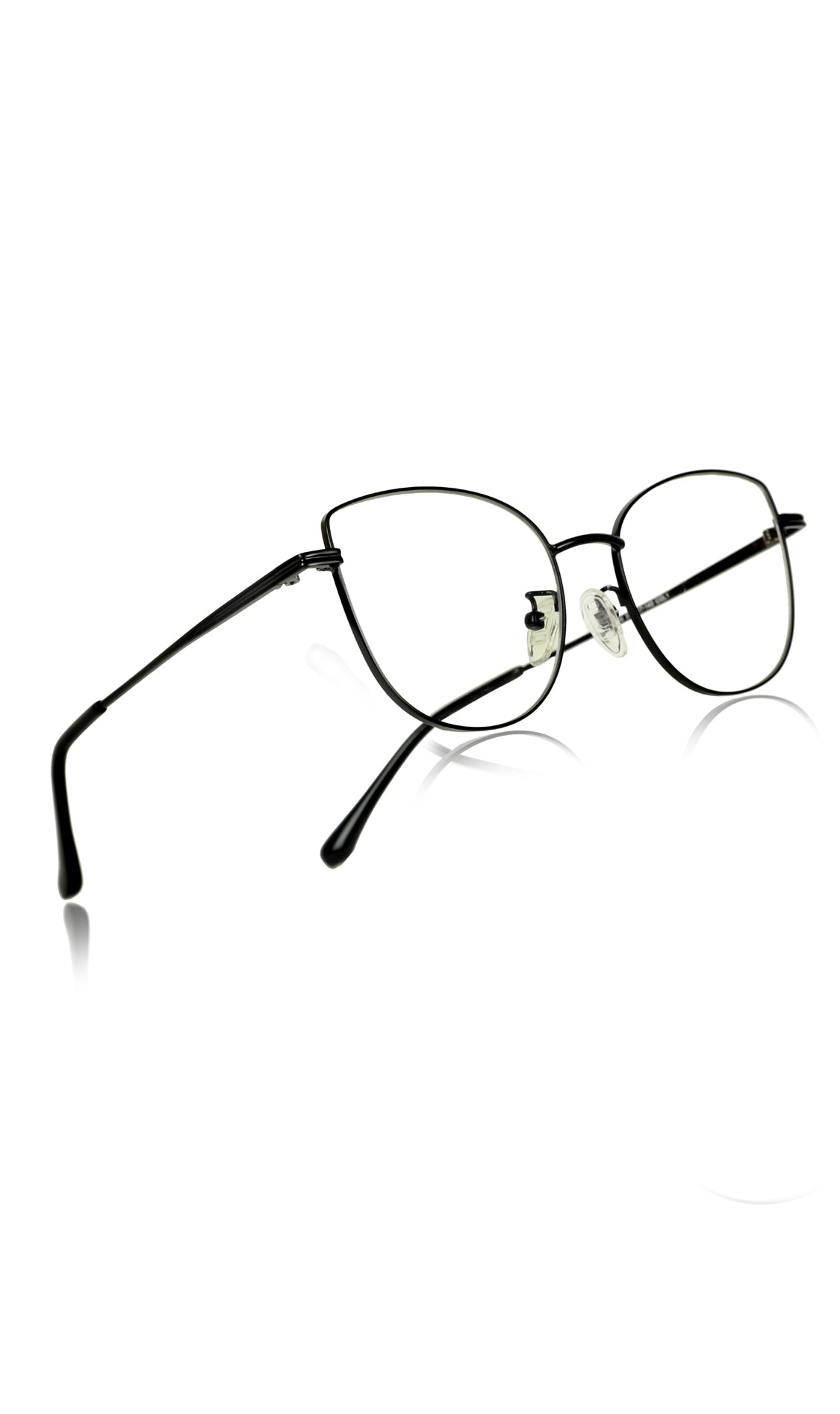 Premium Series Cat Eye Metal Designer Frame Women Spectacle | Fashionable Blu Cut Anti Glare Eyeglasses For Computer, Mobile Phone and Blue Rays Protection Eyewear (Black)