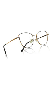 Premium Series Cat Eye Metal Designer Frame Women Spectacle | Fashionable Blu Cut Anti Glare Eyeglasses For Computer, Mobile Phone and Blue Rays Protection Eyewear (Black and Gold)