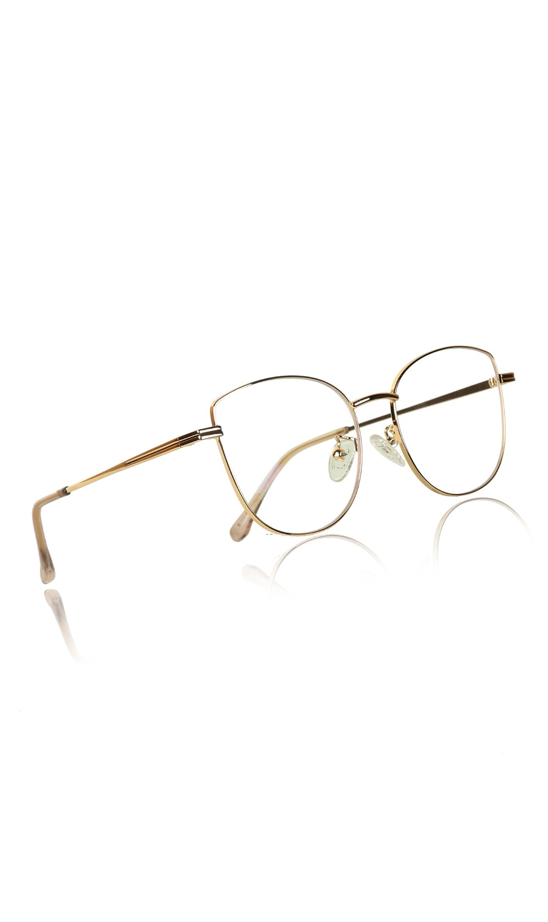 Premium Series Cat Eye Metal Designer Frame Women Spectacle | Fashionable Blu Cut Anti Glare Eyeglasses For Computer, Mobile Phone and Blue Rays Protection Eyewear (Gold)