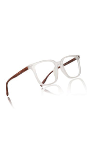 Premium Series Woodern Finish collection Square Spectacle Frame | Fashionable Eyeglasses Eyewear for Men and Women (White Wood)