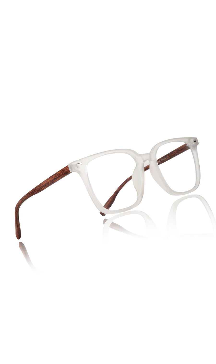 Premium Series Woodern Finish collection Square Spectacle Frame | Fashionable Eyeglasses Eyewear for Men and Women (White Wood)
