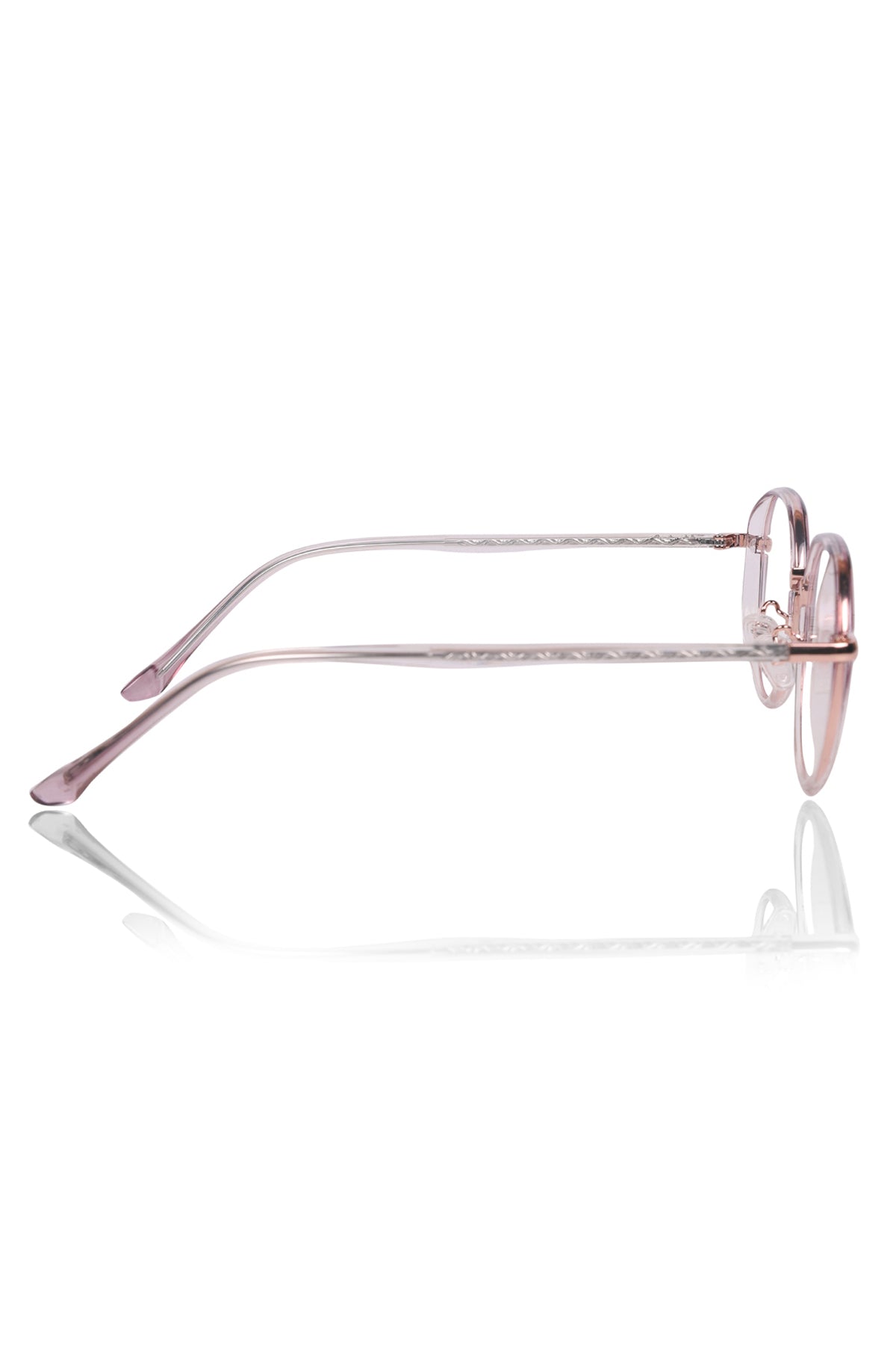 Pure TR Metal and Plastic Combination Round Flat-Top Spectacle Frame | Blu cut and Anti Glare Computer Mobile Phone Protection Eyewear Eyeglasses (Wild Rose)