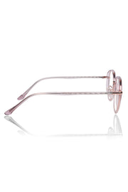 Pure TR Metal and Plastic Combination Round Flat-Top Spectacle Frame | Blu cut and Anti Glare Computer Mobile Phone Protection Eyewear Eyeglasses (Wild Rose)