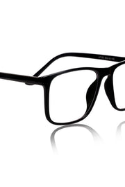 Premium Series Pure Acetate Sheet Rectangle Eyewear Frame | Modern Fashionable Trending Spectacle Eyeglasses For Men and Women (Opaque Black)