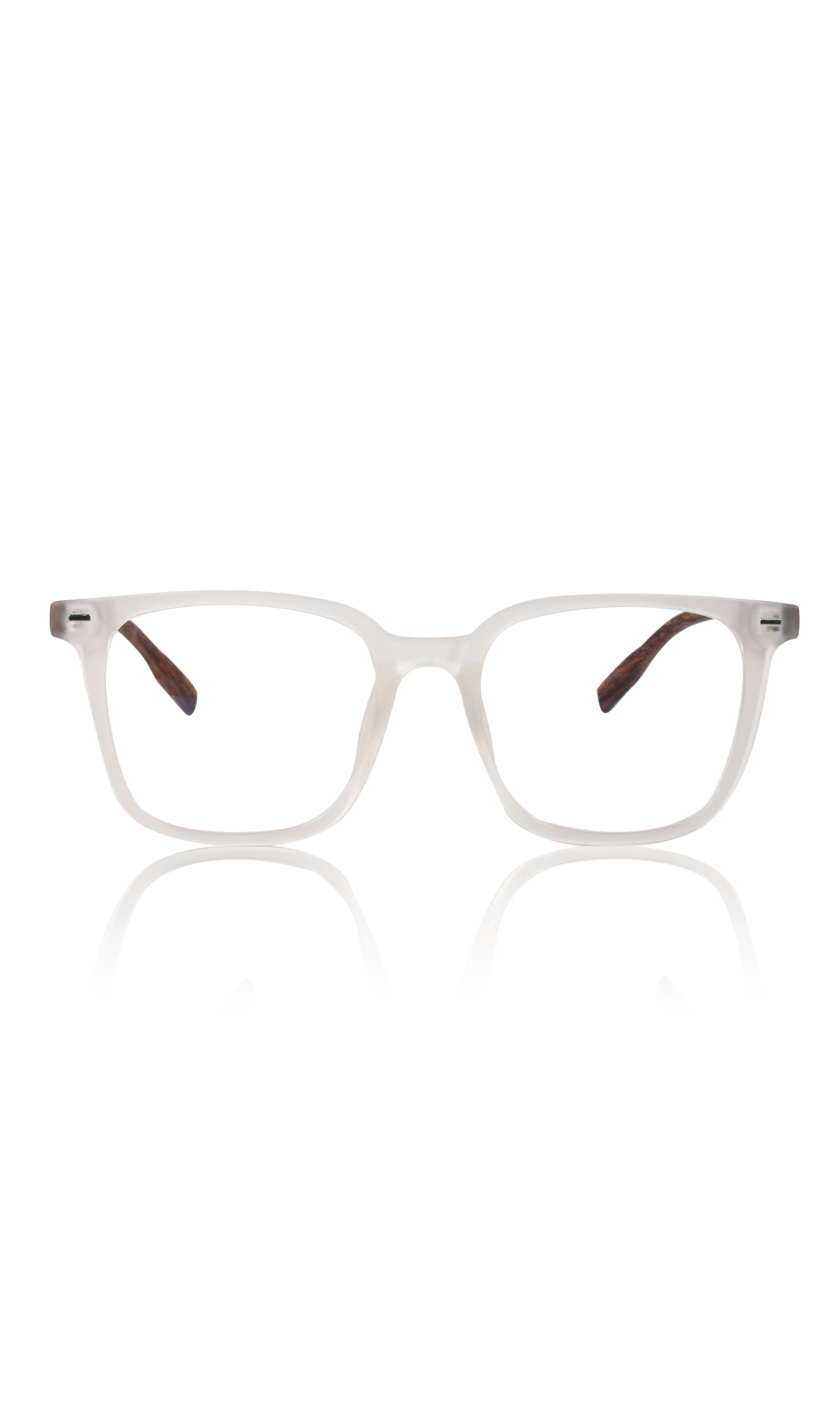 Premium Series Woodern Finish collection Square Spectacle Frame | Fashionable Eyeglasses Eyewear for Men and Women (White Wood)