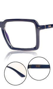 Colour Frame Series Eyewears | Blue Rays Protection Square Stylish Spectacles With Anti Glare Eyeglasses For Men and Women Eyewears (Navy Blue)