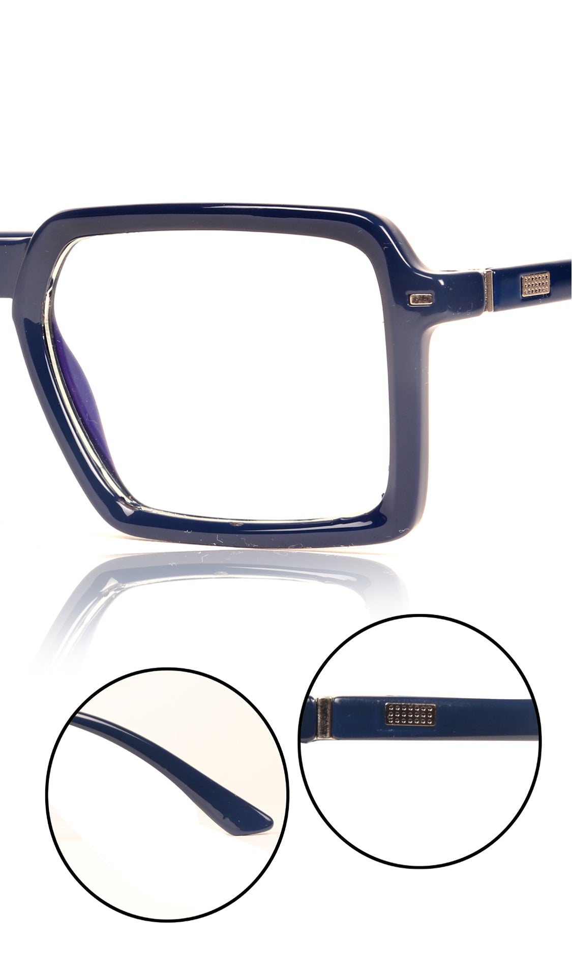 Colour Frame Series Eyewears | Blue Rays Protection Square Stylish Spectacles With Anti Glare Eyeglasses For Men and Women Eyewears (Navy Blue)