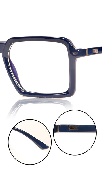 Colour Frame Series Eyewears | Blue Rays Protection Square Stylish Spectacles With Anti Glare Eyeglasses For Men and Women Eyewears (Navy Blue)