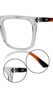 Colour Frame Series Stylish Spectacle Frames for Men | Blue Rays Protection Rectangle Eyewear with Anti Glare Glasses for Men and Women (Printed Transparent)
