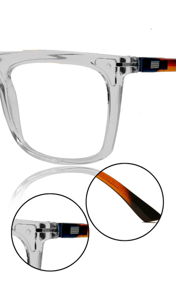 Colour Frame Series Stylish Spectacle Frames for Men | Blue Rays Protection Rectangle Eyewear with Anti Glare Glasses for Men and Women (Printed Transparent)