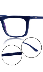 Colour Frame Series Stylish Spectacle Frames for Men | Blue Rays Protection Rectangle Eyewear with Anti Glare Glasses for Men and Women (Blue)