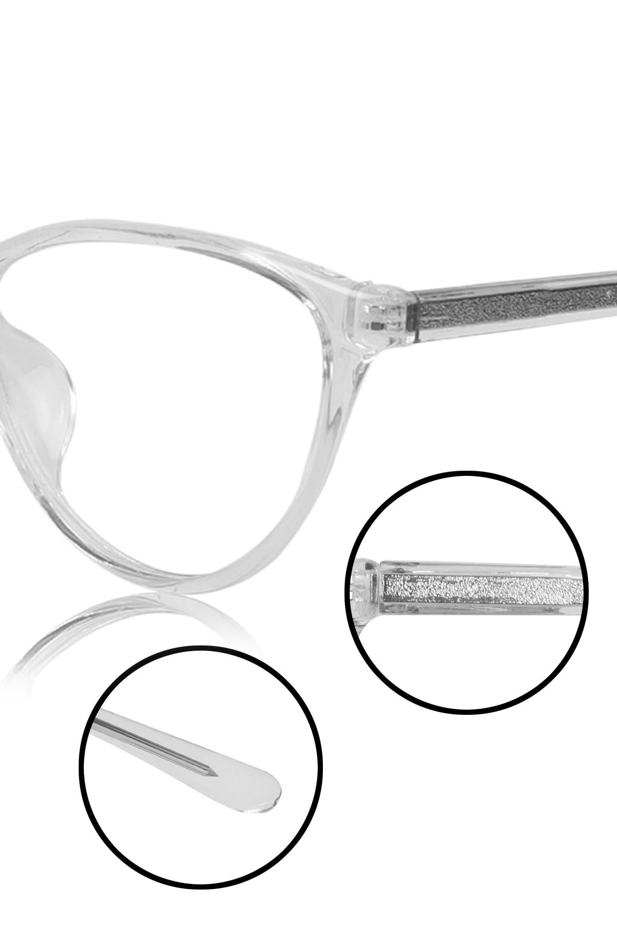 Premium Series Cat Eye New Design Blu Cut Eyeglasses Pure Acetate Frame | Fashionable Spectacle Eyewear For Women (Transparent)