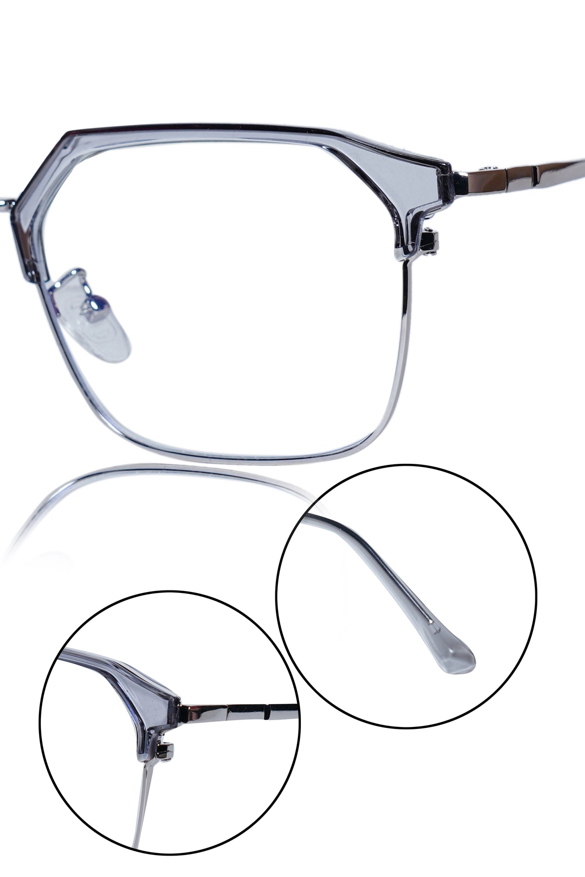 Premium Series Classic Vintage Eyewear Eyeglasses Spectacles with Blue Light Anti Glare Glasses Frame for Men and Women (Transparent)