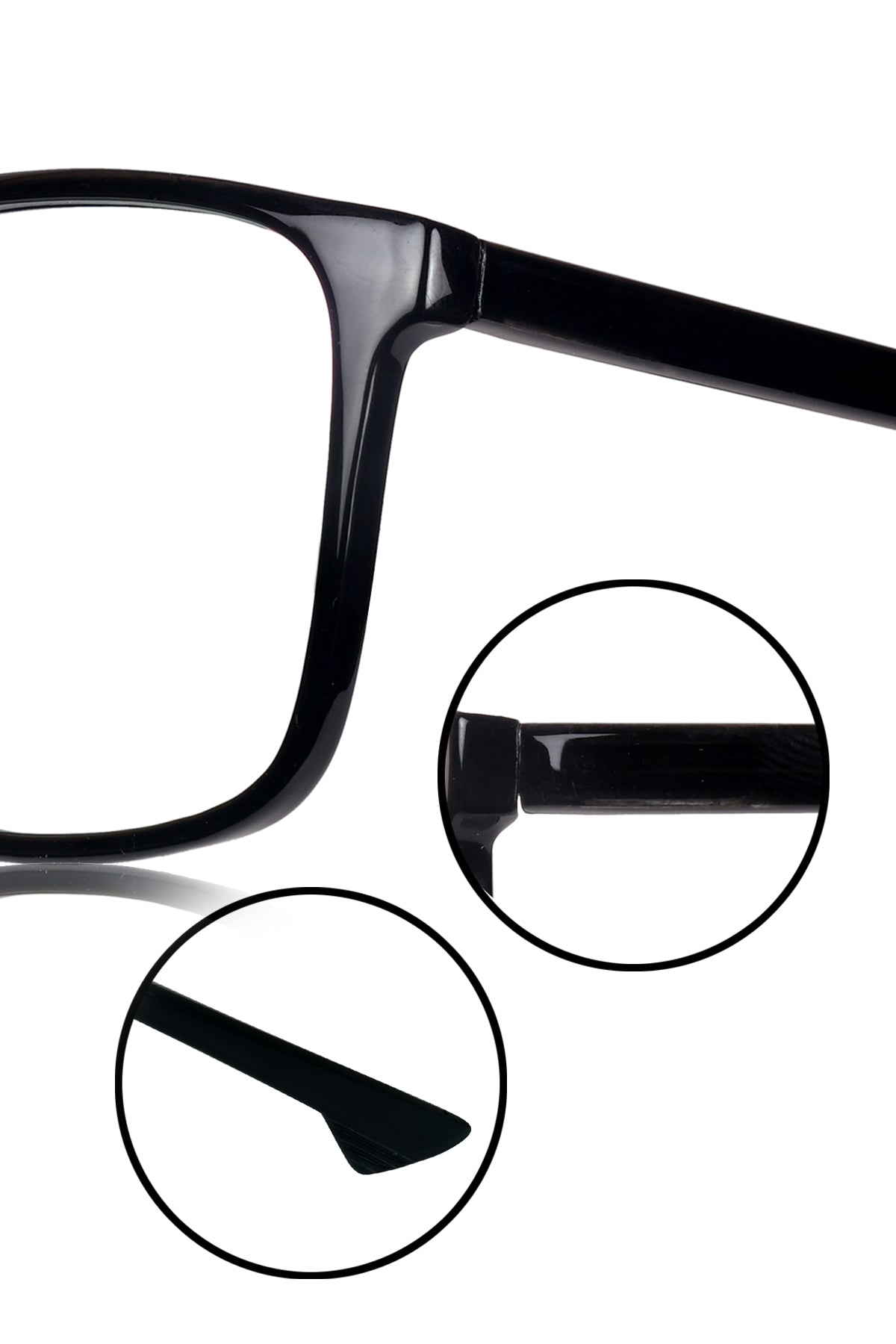 Premium Series Pure Acetate Sheet Rectangle Eyewear Frame | Modern Fashionable Trending Spectacle Eyeglasses For Men and Women (Opaque Black)
