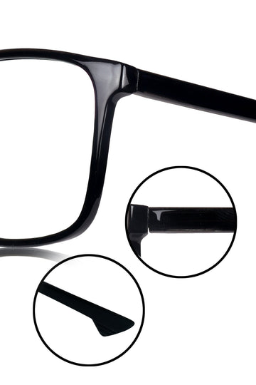Premium Series Pure Acetate Sheet Rectangle Eyewear Frame | Modern Fashionable Trending Spectacle Eyeglasses For Men and Women (Opaque Black)
