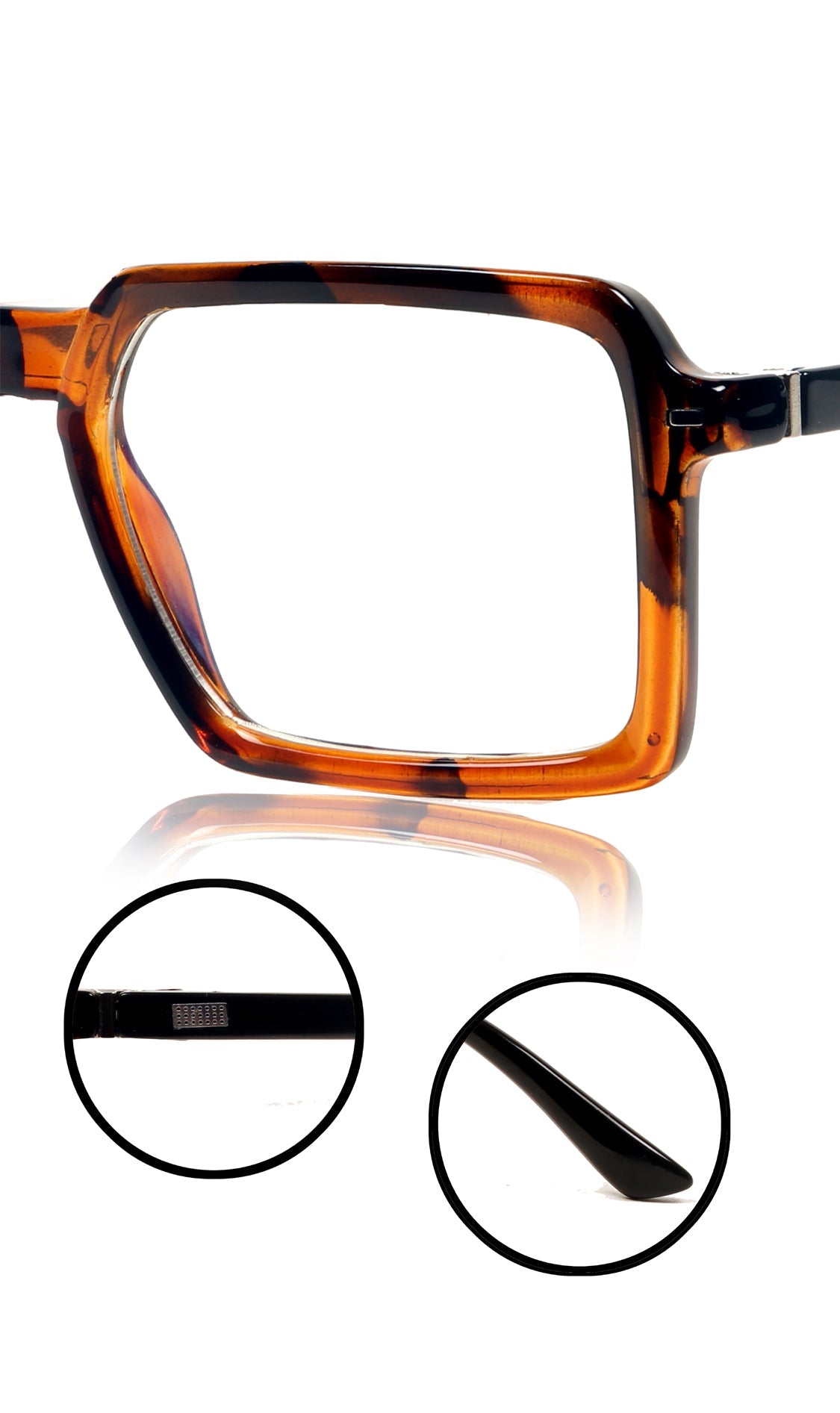 Colour Frame Series Eyewears | Blue Rays Protection Square Stylish Spectacles With Anti Glare Eyeglasses For Men and Women Eyewears (Leopard Print)