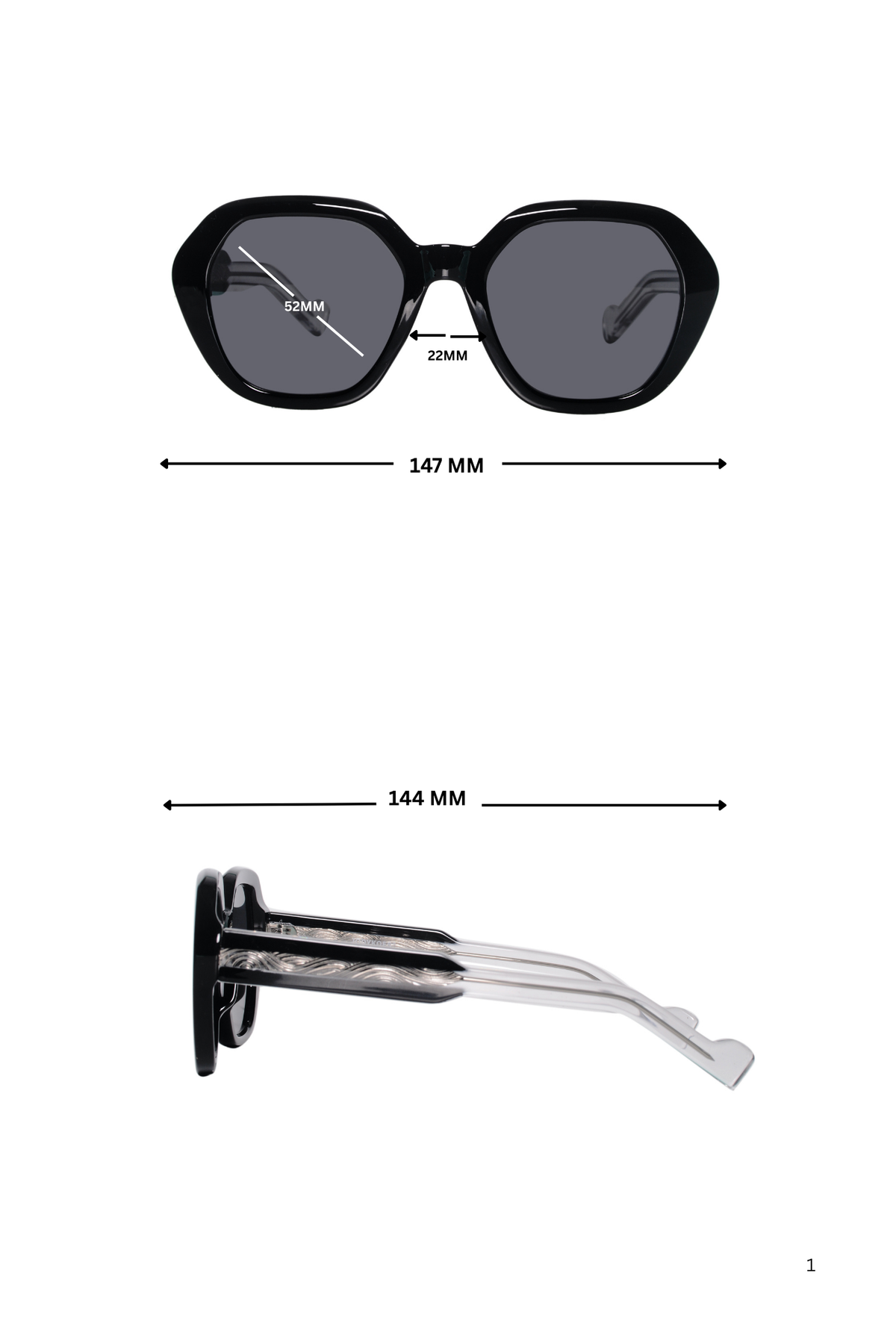 Legacy Cat Eye Square Sunglasses – UV400 Polarized (Black)