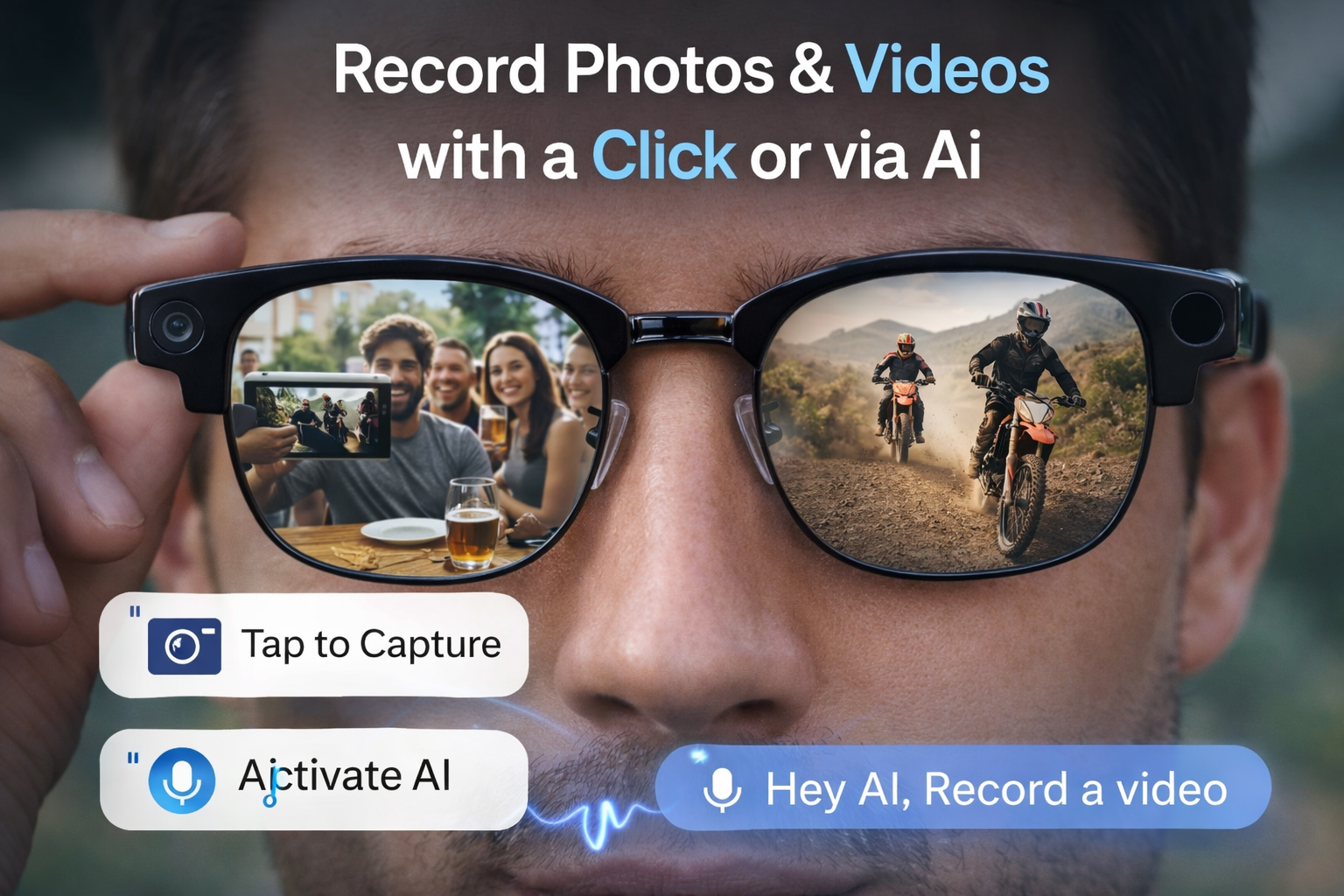 Jodykoes Round Smart Glasses with Camera & Audio (Beta AI)