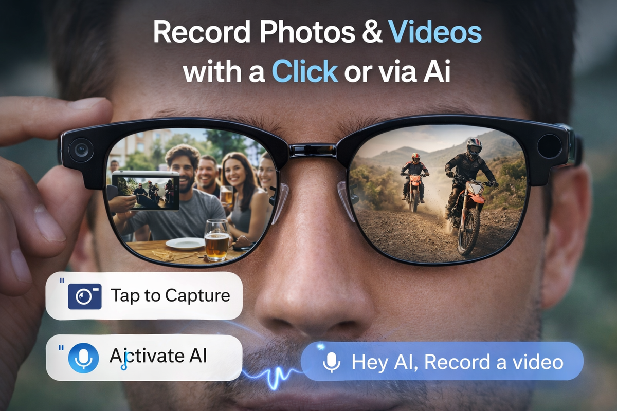 Jodykoes Square Smart Glasses with Camera & Audio (Beta AI)