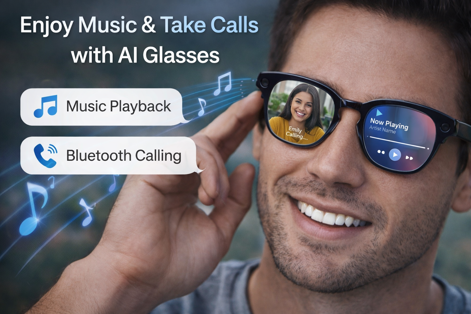Jodykoes Round Smart Glasses with Camera & Audio (Beta AI)