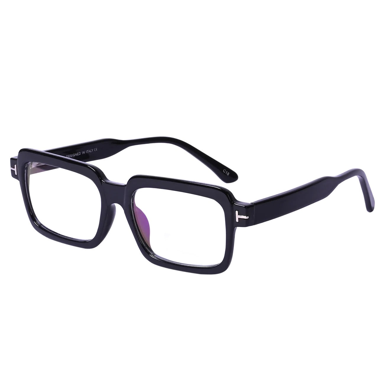 Premium Pure Sheet Square Eyeglasses (Black)