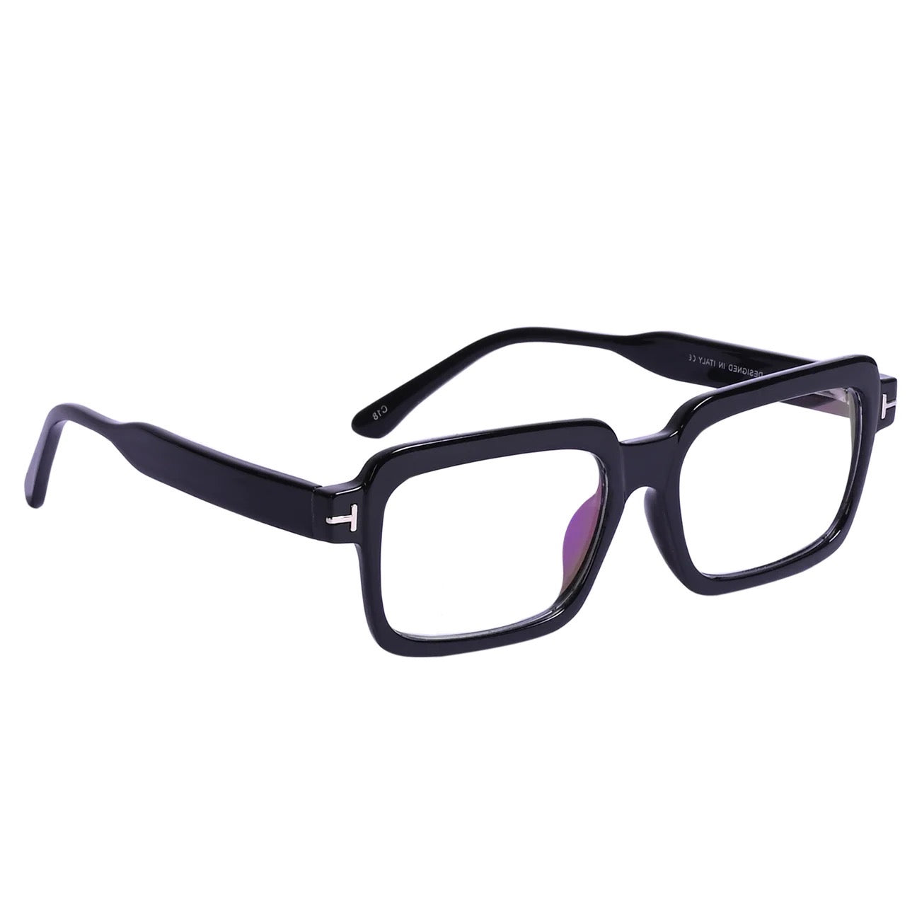 Premium Pure Sheet Square Eyeglasses (Black)