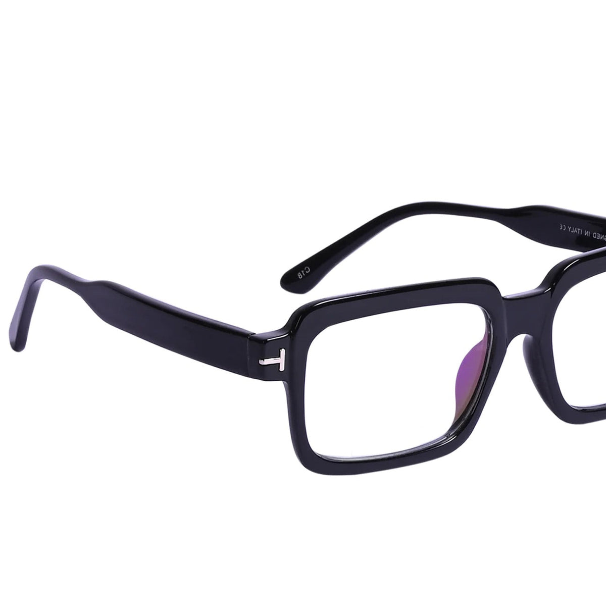 Premium Pure Sheet Square Eyeglasses (Black)